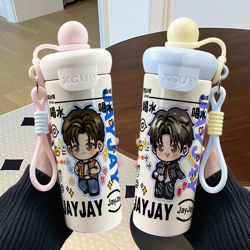 ✨Gai✨JayJay Hoạt Hình Dễ Thương Hạt Tình Yêu Phong Cách Mới Phao Giữ Nhiệt Cốc Dung Tích Lớn Di Động