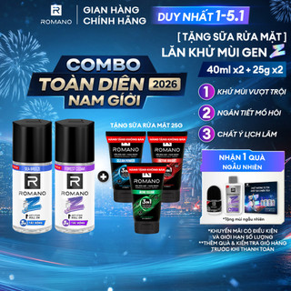   SẢN PHẨM MỚI  Combo 2 Lăn khử mùi nam ngăn vệt ố vàng Romano Gen Z   40ml x 2   