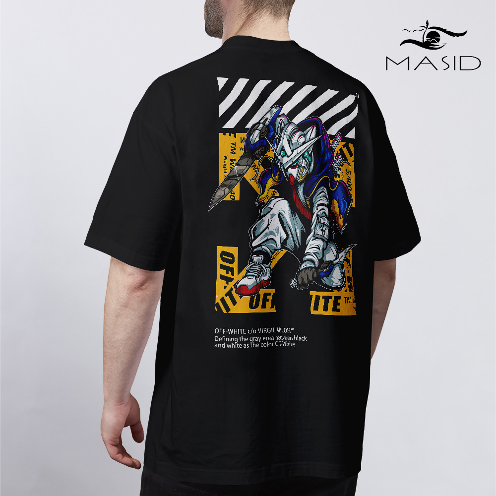 Áo thun distro nhà thờ Hồi giáo Áo Kaos Baju - Anime-gundam - Mặt trước lưng Distro Baju 100% Cotton
