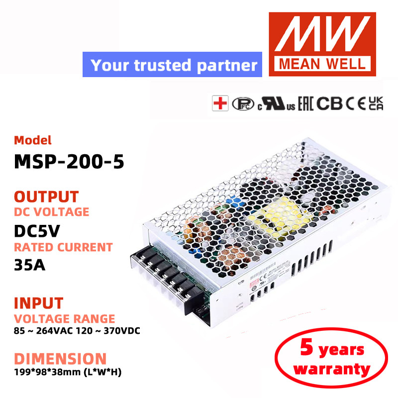MEAN WELL MSP-200-12 MSP-200-24 MSP-200-5 MSP-200-48 Bộ nguồn chuyển mạch MEANWELL Loại y tế đầu ra 
