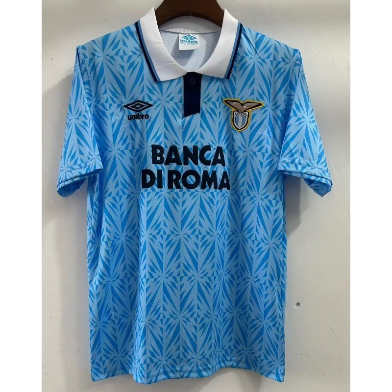 1992 Lazio Home Blue Tay Ngắn Retro Jersey S-XXL Áo Thể Thao Tay Ngắn