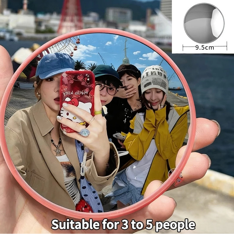 Gương lồi selfie cầm tay Mini - Gương selfie bỏ túi du lịch - Gương selfie thời trang - Huy hiệu du 
