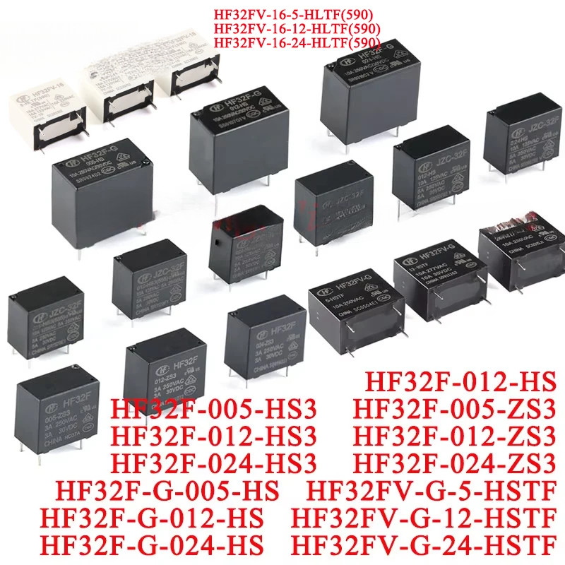 10 Chiếc Rơ Le Nguồn HF32F HF32F-G HF32FV-G JZC-32F -005 -012 -024 -5 HS HS3 ZS3 HSTF DC 5V 12V 24V 