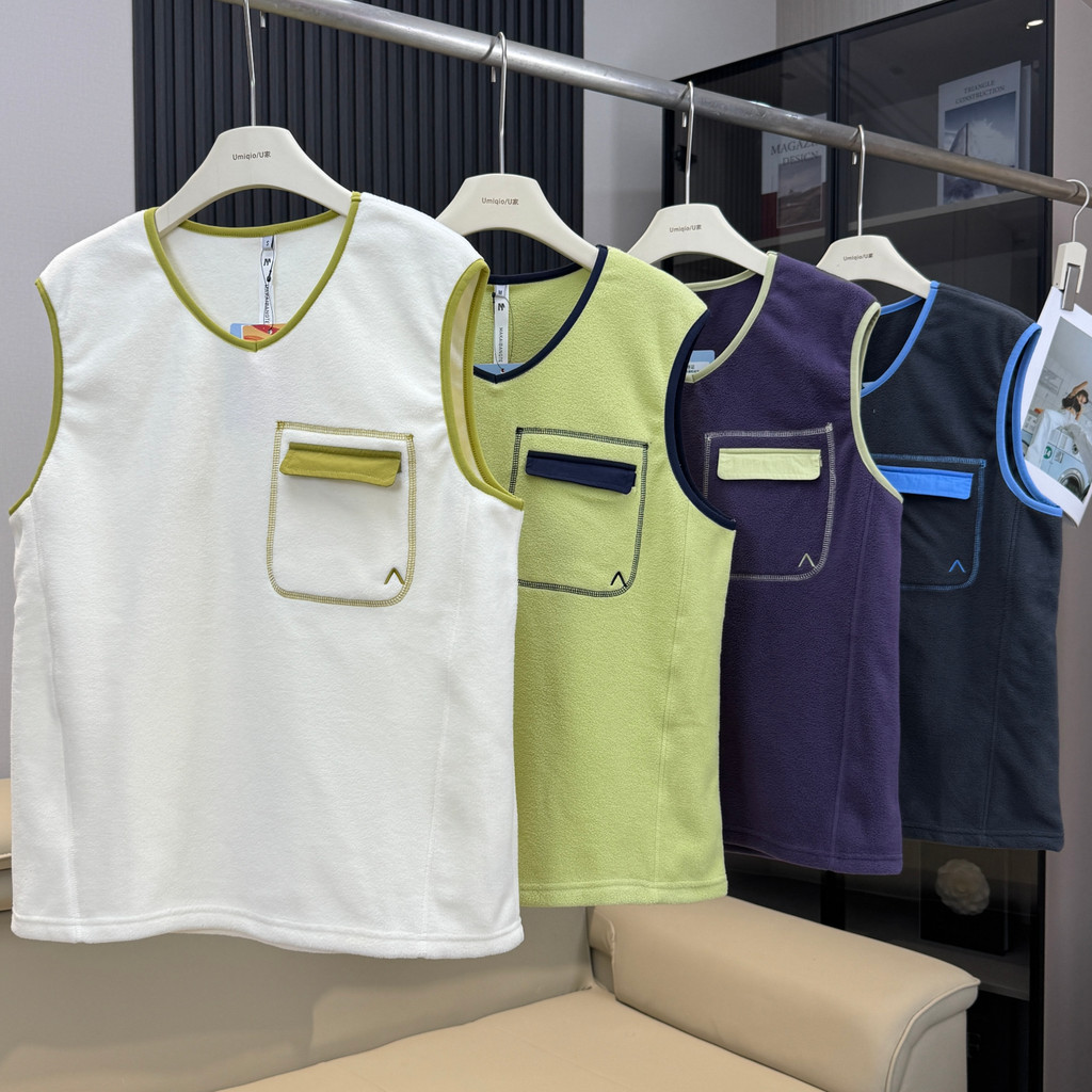 Áo Vest Lông Cừu T(Tree) Ai Banana House - Thiết kế ngoài trời và núi, màu sắc đối lập, giữ ấm tốt