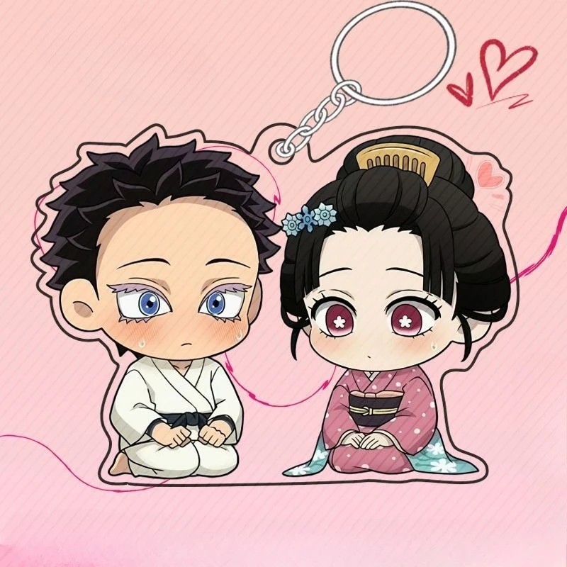 Móc khóa Anime Thanh Gươm Diệt Quỷ Kimetsu no Yaiba Akaza Koyuki Acrylic Chibi dễ thương trang trí c