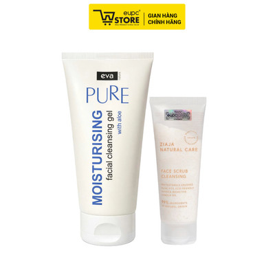 Combo Gel rửa mặt Eva Nature 150ml & Tẩy Tế Bào Chết Hạt Siêu Nhỏ Ziaja Natural Care 70ml Thành Phần Tự Nhiên An Toàn