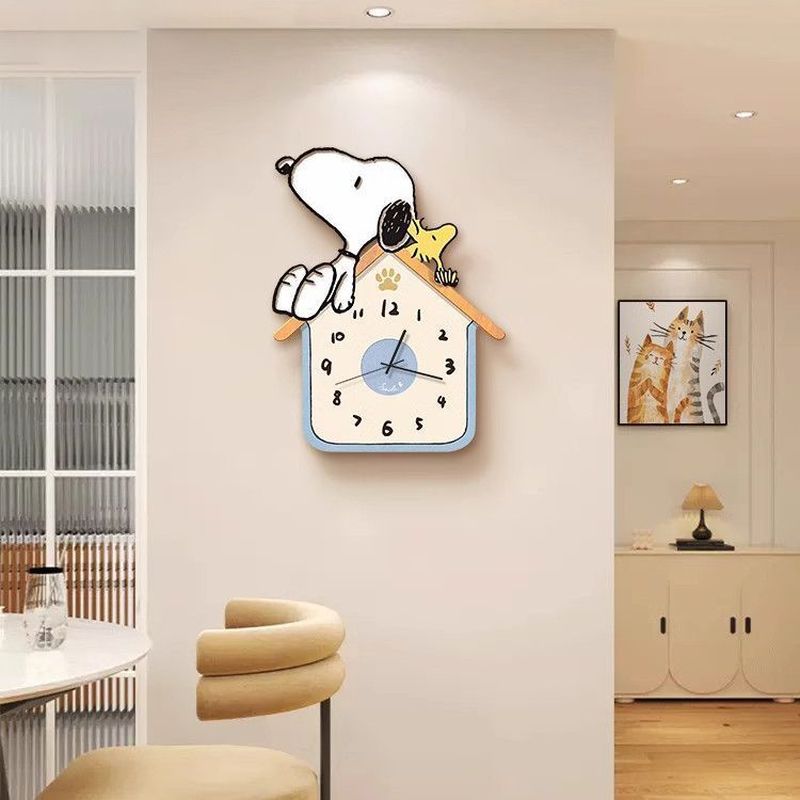 Mới Snoopy Phong Cách Đồng Hồ Treo Tường Phong Cách Kem Tranh Trang Trí Phòng Khách Đồng Hồ Phòng Ăn