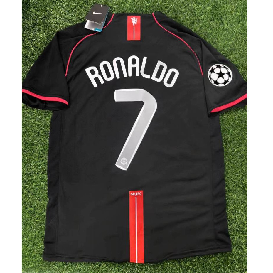 Áo đấu Retro 2007 / 2008 Đen Manchester United Sân khách dài tay 07-08 Ronaldor # 7- & * *