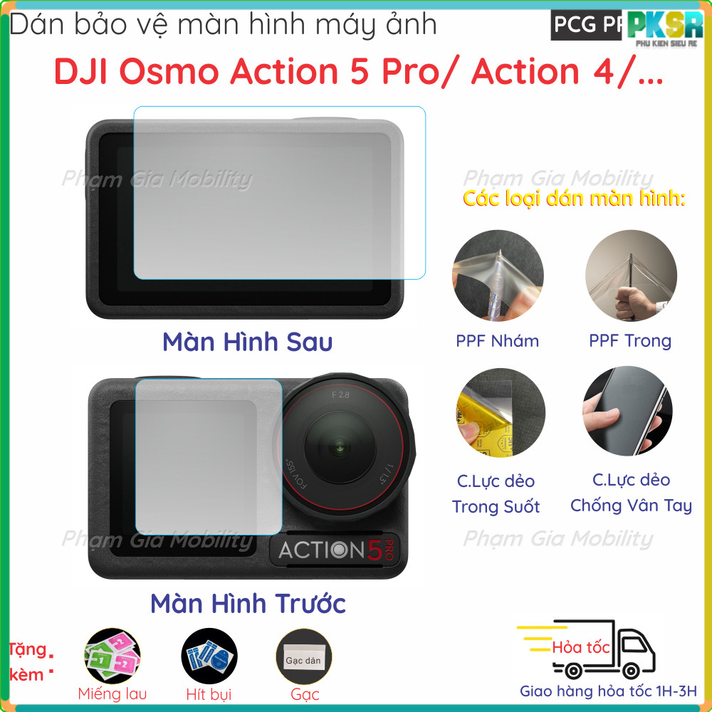 Combo 2 tấm dán màn hình trước + sau dành cho máy ảnh DJI Osmo Action 5 Pro/ Action 4,... loại cường