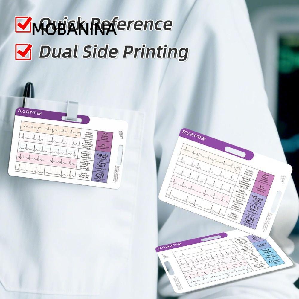 Thẻ giải thích nhịp điệu MOBANINA EKG, Thẻ bỏ túi giải thích hai mặt tham chiếu nhanh, Thẻ huy hiệu 