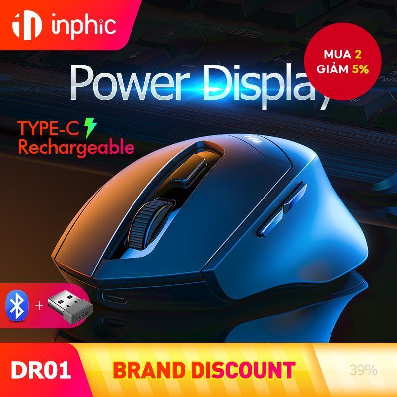 INPHIC DR01 Chuột Bluetooth 2.4G+Bluetooth 5.0/4.0 Ba Chế Độ Không Dây Có Thể Sạc Lại 2400dpi Chuột 
