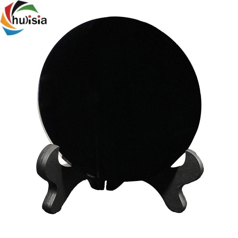 Chalisia Phong Thủy Đen Obsidian Scraying Gương Đen Đá Obsidian Đĩa Tròn Với Mặt Sau Mịn Trang Trí V