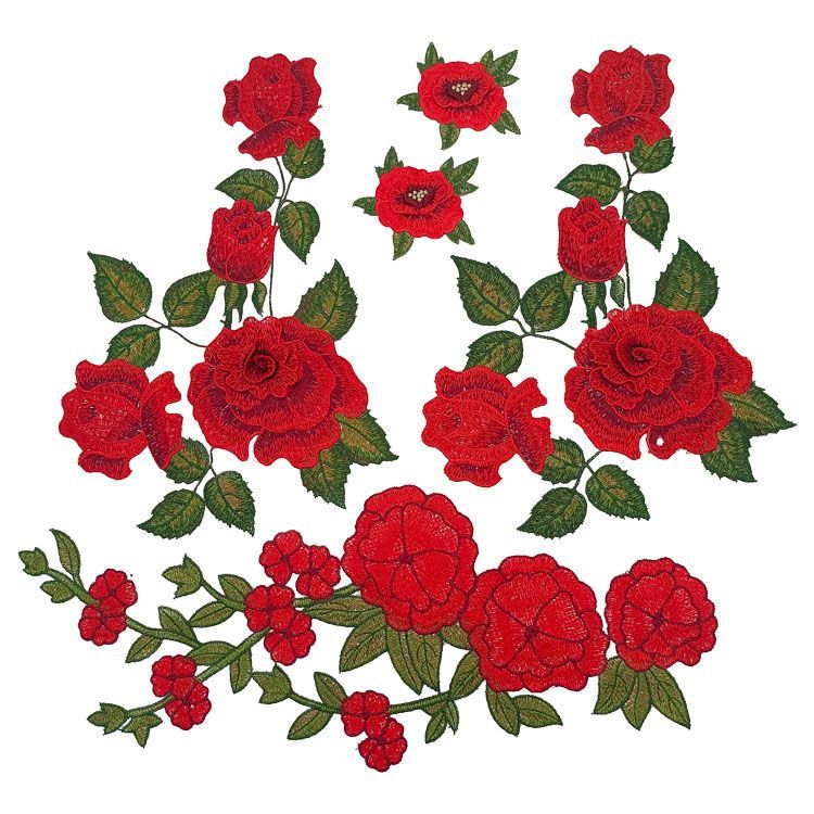 Hot Sale#Water-soluble Embroidered Rose Patch Ethnic Style Clothing Patch Decoration Applique Cheong