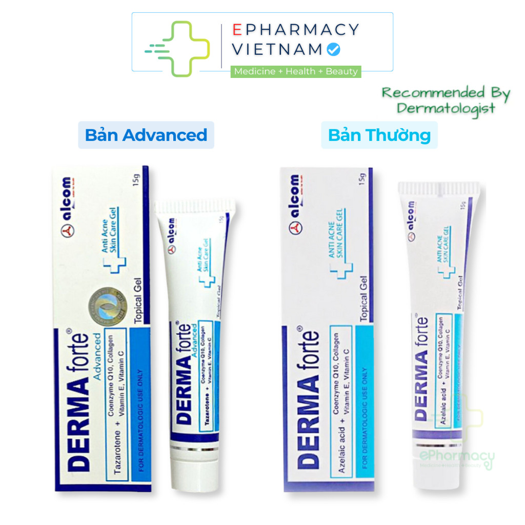 DERMA FORTE + DERMA FORTE ADVANCED Gel Tazarotene Giúp Giảm Mụn, Mờ Thâm, Sẹo 15g