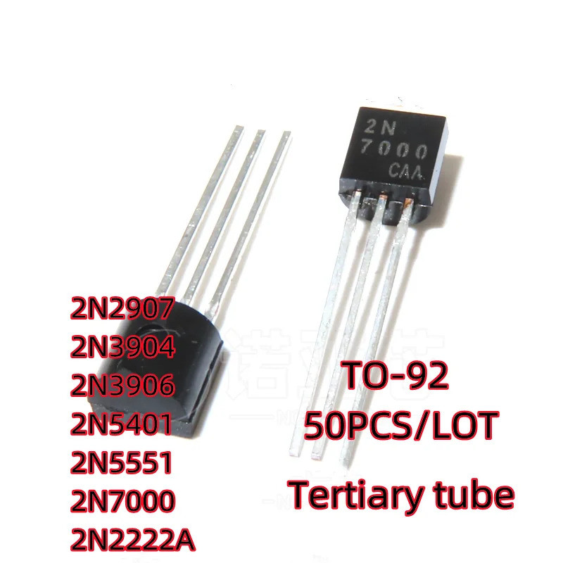50 Cái / lô 2N2222A 2N222A 2N2907 2N3904 2N3906 2N5401 2N5551 2N7000 TO-92 DIP Ống Tertiary Còn Hàng
