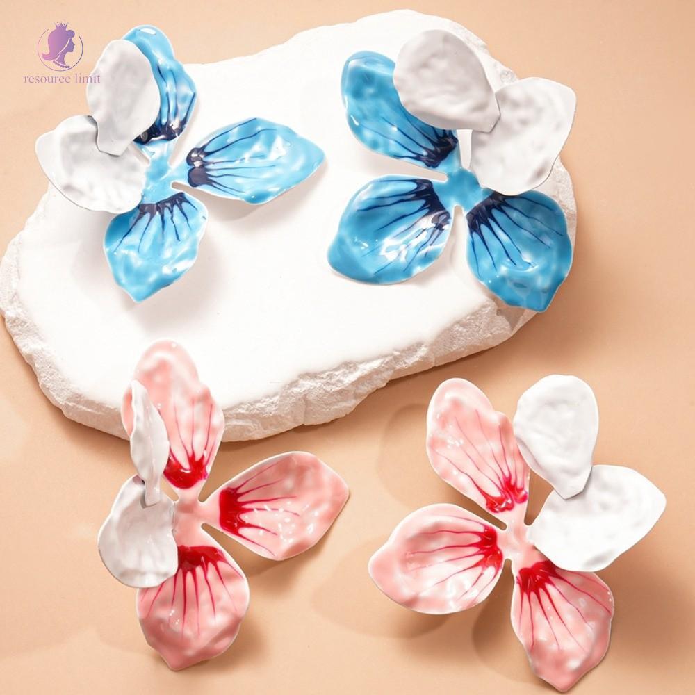 Bông tai tráng men hoa nhỏ giọt hợp kim, style Hàn Quốc boho