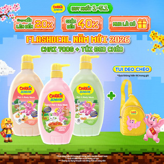  Chai Sữa Tắm Gội cho bé Carrie Junior Yoghurt hương trái cây thiên nhiên 700g  Tặng mùi ngẫu nhiên  