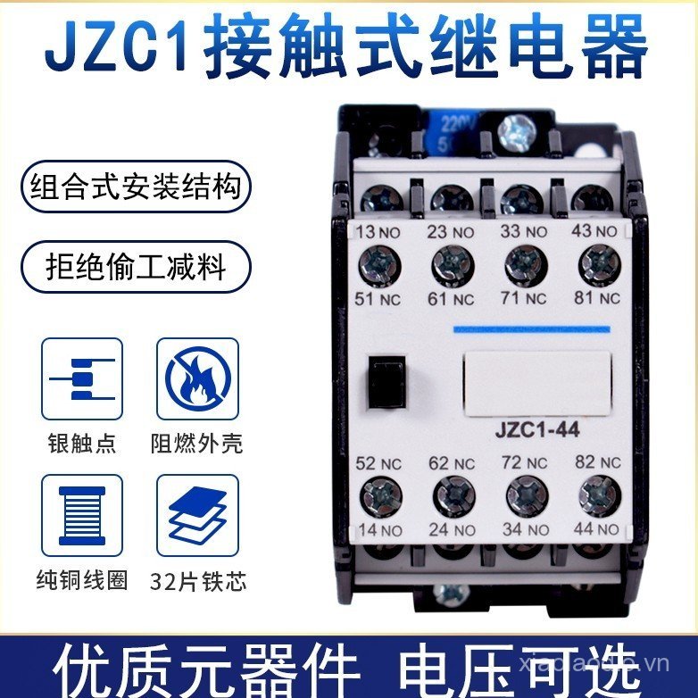 Sản phẩm mới Tiếp xúc Rơle trung gian JZC1-44 31 22 53 62Z DC24V JZ7 220V 380V 24V