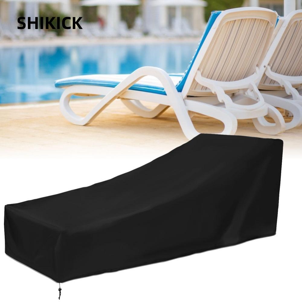 SHIKICK Chaise Lounge Ghế Cover, Vải Gấp Chống Thấm Nước Chaise Lounge Cover, Màu Đen Bền Chống Bụi 