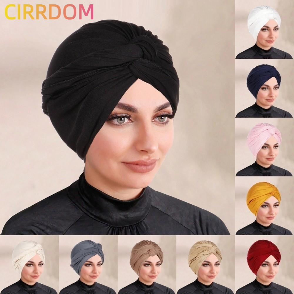 CIRRDOM Twisted Knot Turban Mũ từ polyester mềm mại, phù hợp cho style hijab vintage