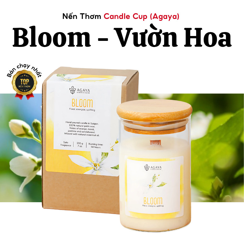 Nến Thơm AGAYA Nến Thơm Hương Hoa Tinh Dầu Thiên Nhiên Candle Cup Tràn Đầy Năng Lượng - Mùi BLOOM