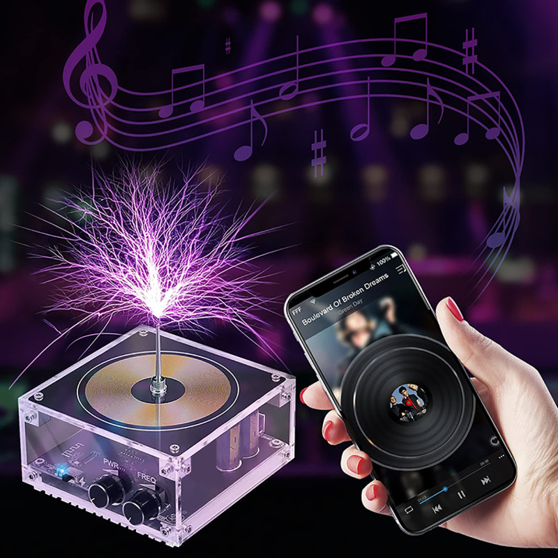 Tesla Coil Lightning Arc Hộp nhạc Loa Bluetooth Mini Thí nghiệm khoa học Quà tặng trẻ em