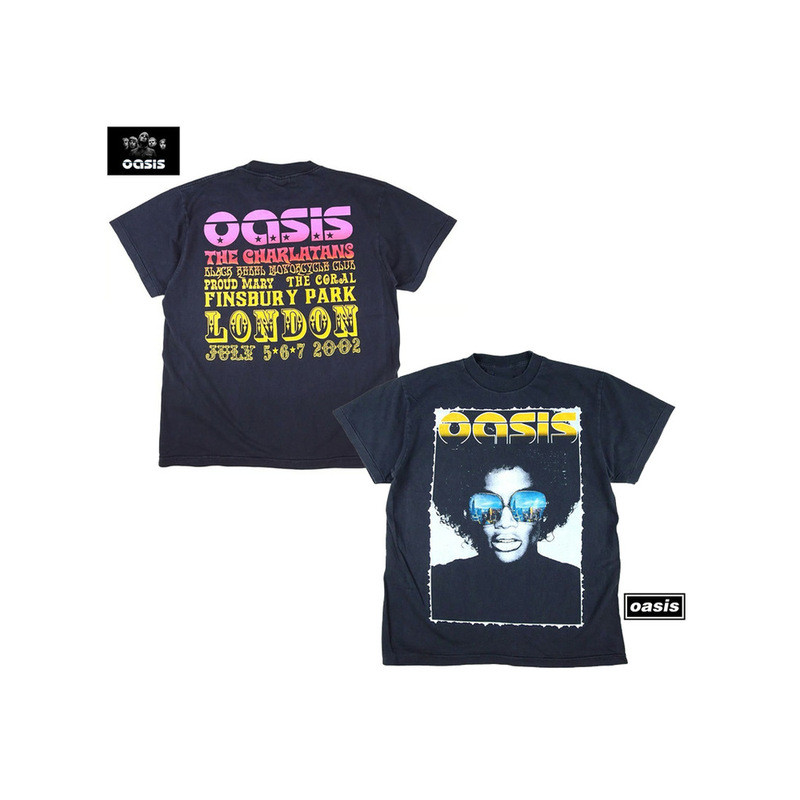 Anh thập niên 70 Ban Nhạc Rock OASIS OASIS Ban Nhạc Mỹ Retro Dáng Rộng Áo Thun Cotton Tay Ngắn Nam