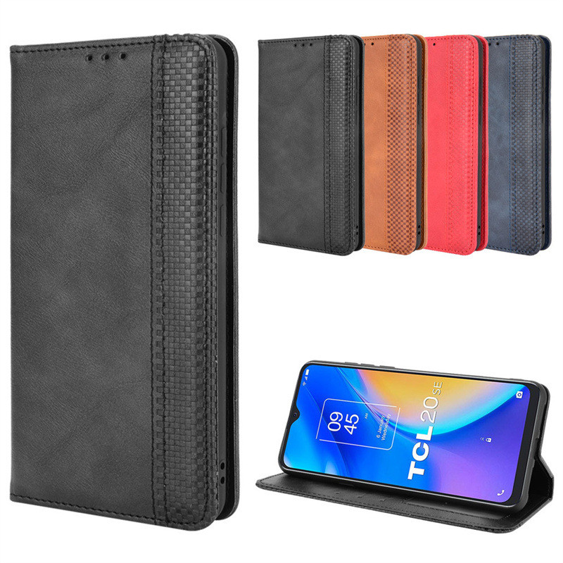 Thích hợp cho vỏ điện thoại TCL 20 SE Vỏ bảo vệ thẻ TCL 20 XE Vỏ da điện thoại Vỏ lật từ tính