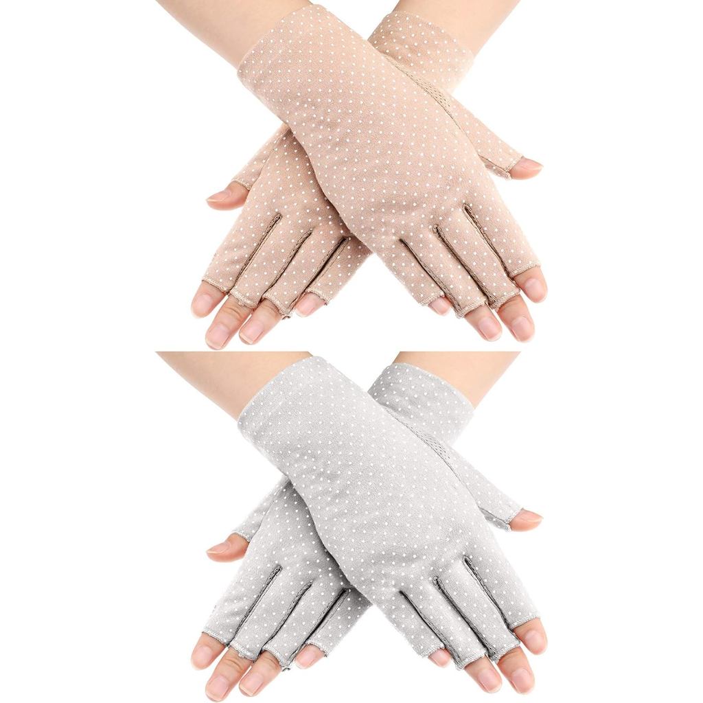Maxdot Sun Gloves for Women UV Protection Fingerless Non Slip Sunscreen Driving Gloves for Summer Ou