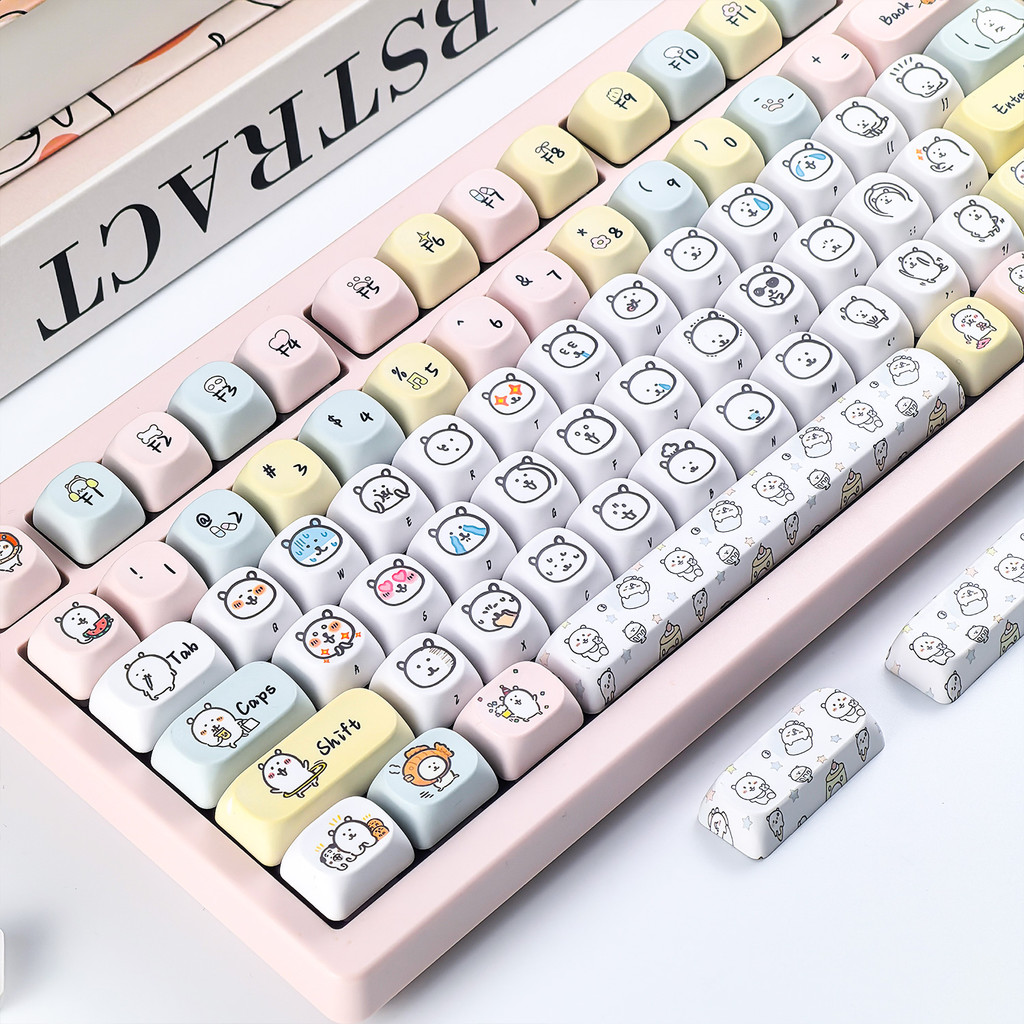 Joke Bear Keycap MOA Profile 130 Phím PBT Vòng Keycaps Nhuộm Thăng Hoa Aula F75 F99 RK100 Keycaps Cơ