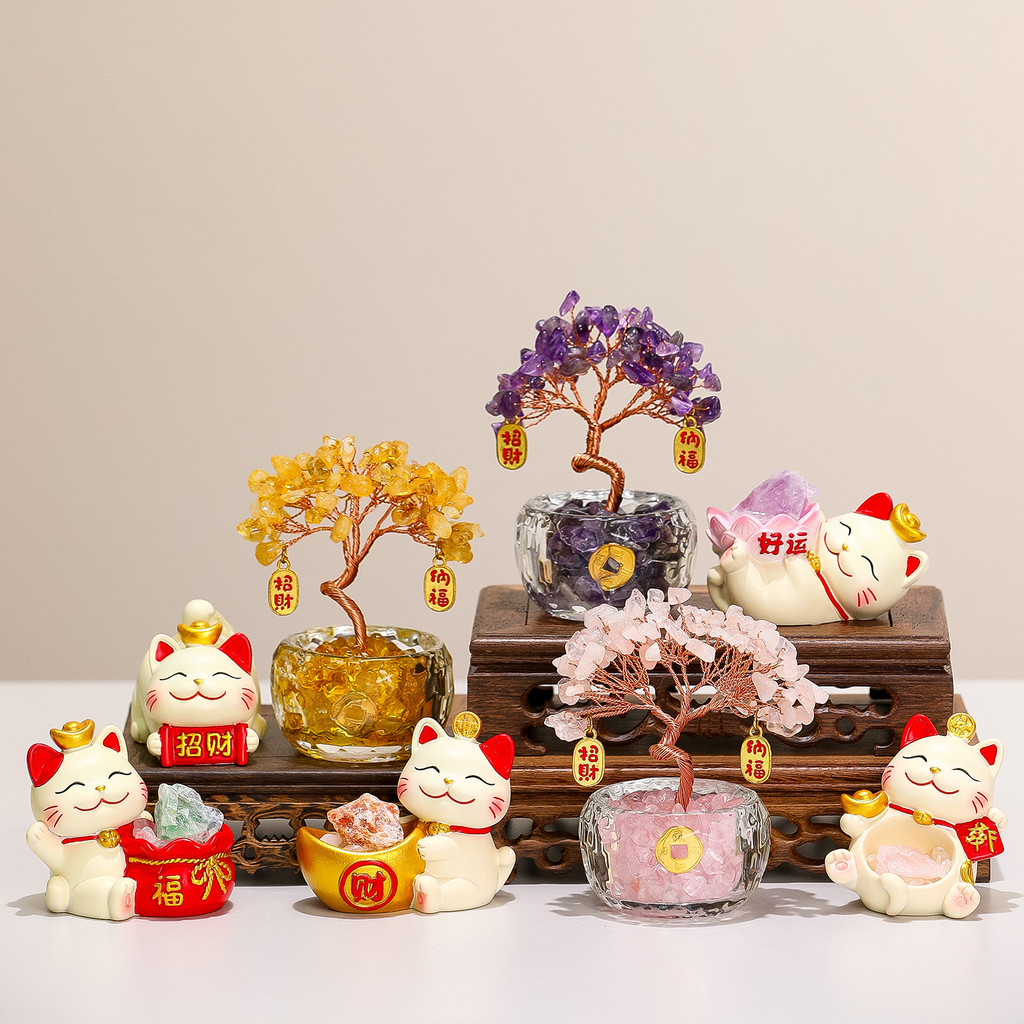 Phim hoạt hình sáng tạo Quốc gia Hợp thời trang Mèo may mắn Pha lê Cây may mắn Trang trí máy tính để