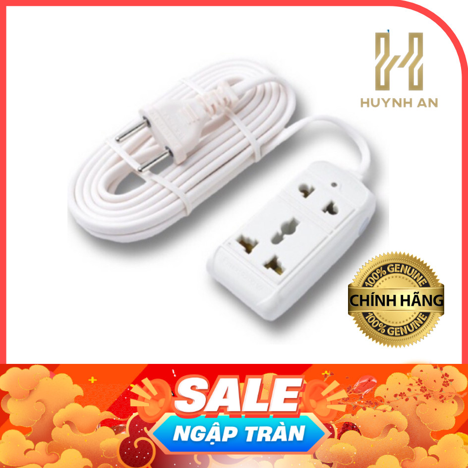 Ổ cắm điện liền dây du lịch đa năng 2 lỗ 2 chạc và 3 chạc - 2m mét 2200W 10A 250V S11, Hãng VINAKIP (Hàng chính hãng)