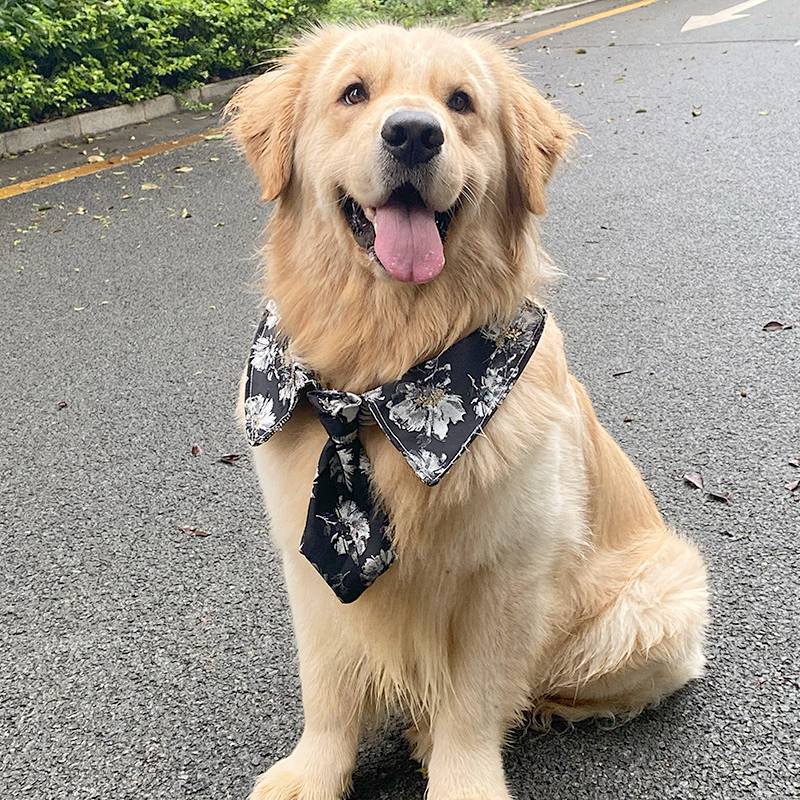 Summer Medium Large Dog Pet Dog Bow Tie and Tie Golden Retriever Alaska Samoyed Cute Scarf Bow Tie E