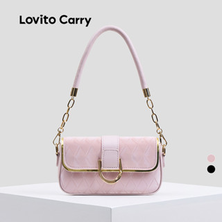 (Lovito Carry) Thiết kế khóa da trơn thanh lịch Macaron màu nách S Chain Túi đeo vai nhỏ bằng kim loại dành cho nữ LFAR6076
