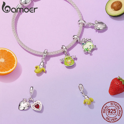 Bamoer Charm Mặt Dây Chuyền Bạc 925 Hình Trái Cây (Dâu Xanh, Táo, Bơ) - DIY Cho Vòng Tay