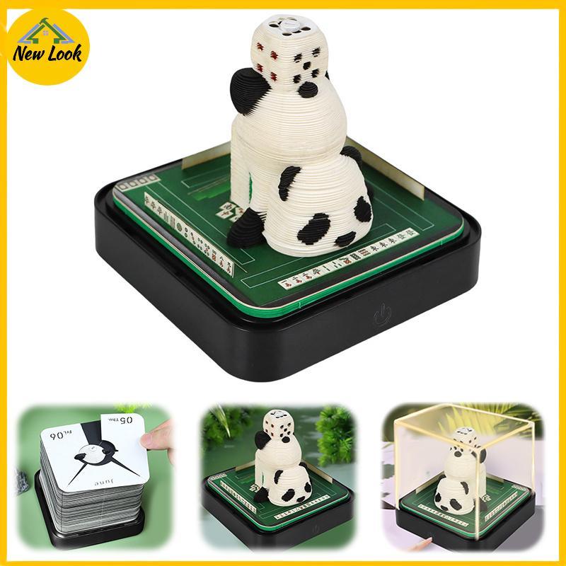 NewLook 2026 Lịch Để Bàn Có Đèn LED Mahjong King 3D Lịch Xé Khắc Giấy Nghệ Thuật Memo Pad Notepad Qu