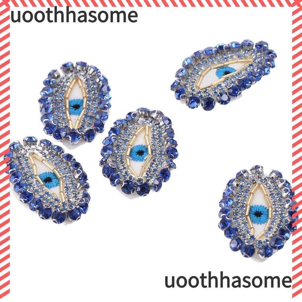 Miếng vá mắt Evil Eye Ai Cập, gói 5 viên kim cương giả pha lê màu xanh lam, kích thước 3,8*5,9cm, ph