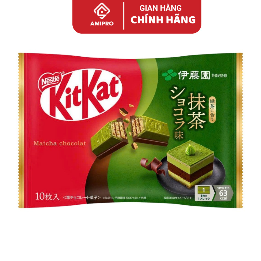 Bánh KitKat Nhật Bản Vị Matcha Socola Gói 113g đậm đà vị matcha
