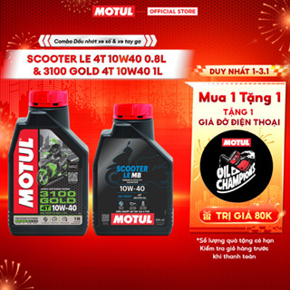  Combo Dầu nhớt xe tay ga MOTUL SCOOTER LE 4T 10W40 0.8L và Dầu nhớt xe Máy MOTUL 3100 GOLD 4T 10W40 1L 