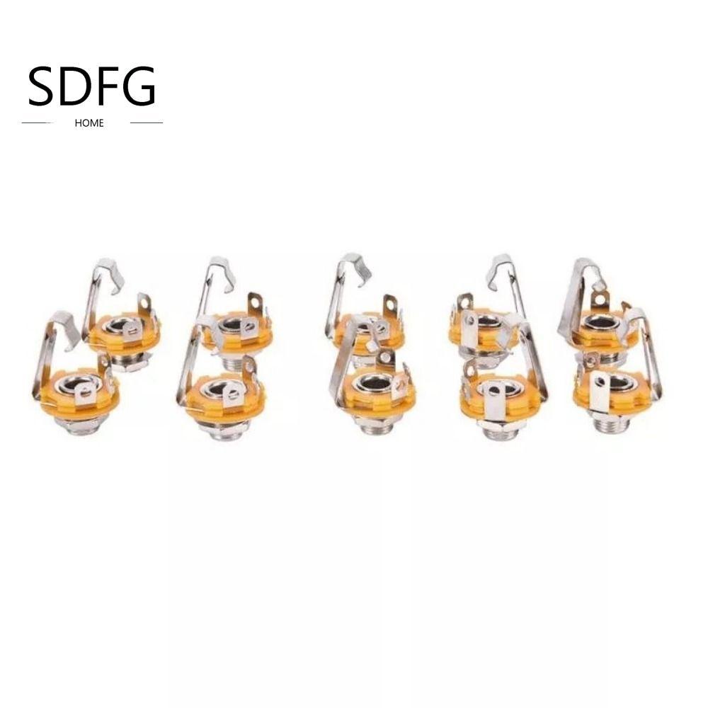 SDFG 10 Chiếc Đàn Guitar Mono Jack Ổ Cắm, Ổ Cắm Đai Ốc Chrome Jack Đầu Vào Đàn Guitar Điện, Máy Giặt