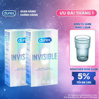  Bộ 2 hộp bao cao su Durex Invisible siêu mỏng size 52mm 10 bao hộp 