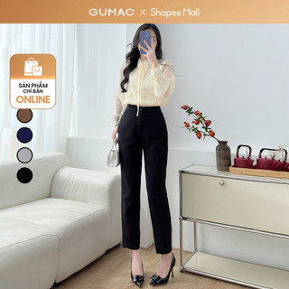  Quần tây nữ baggy ống đứng GUMAC chất liệu tuyết mưa dày dặn đứng form thoải mái  LQF0110 