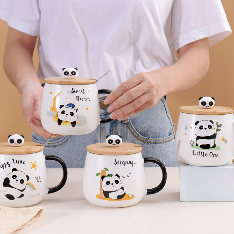 Ly Panda kèm muỗng có nắp