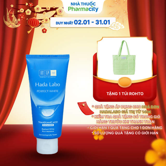 Kem Rửa Mặt HADA LABO Labo Perfect White Sạch Dịu Nhẹ, Dưỡng Sáng Sa (Chai 80g)