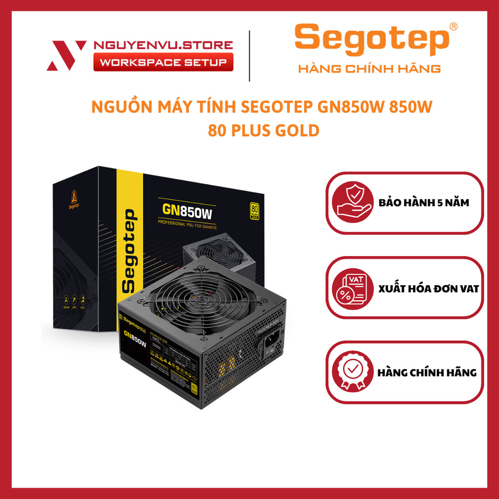 Nguồn Máy Tính Segotep GN850W PCIe 5.0 - ATX 3.0 - 80 Plus Gold Non Modular - Hàng Chính Hãng
