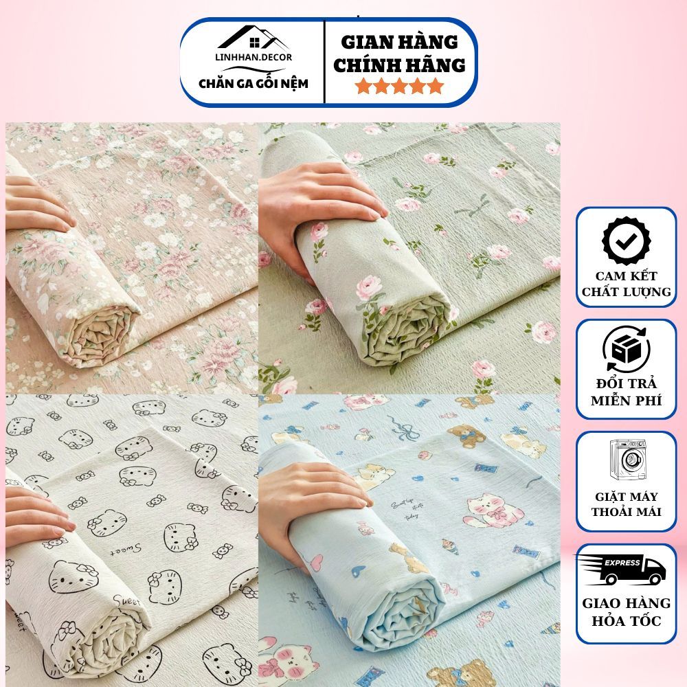 Set Ga Gối Cotton LINHHAN.Decor 3 Món - Mềm Mại, Thoáng Khí, Chống Khuẩn, Thấm Hút Mồ Hôi, Dành Cho 