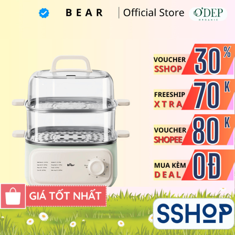 Nồi hấp/ Nồi lẩu điện đa năng 10.3L Bear EFS-4H30D - 2 khay hấp - SSHOP SSA
