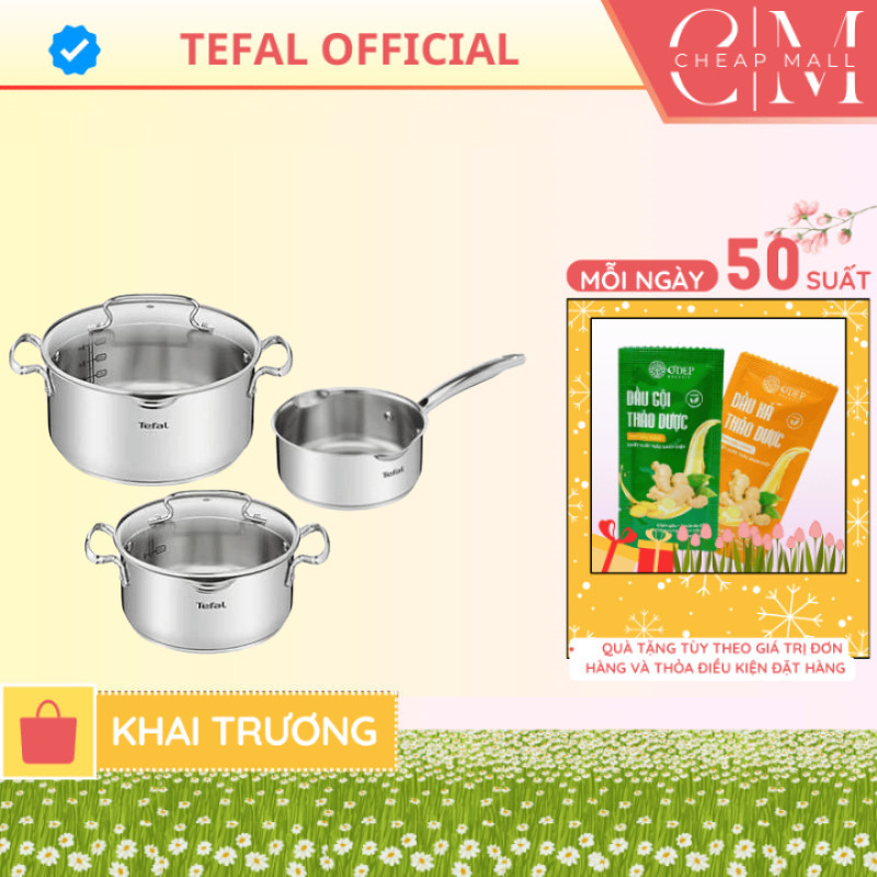 Bộ 3 nồi inox đáy từ cao cấp Tefal Duetto Plus 16/20/24 (G719S674/ G719S655) - Bảo Hành 24 Tháng - C