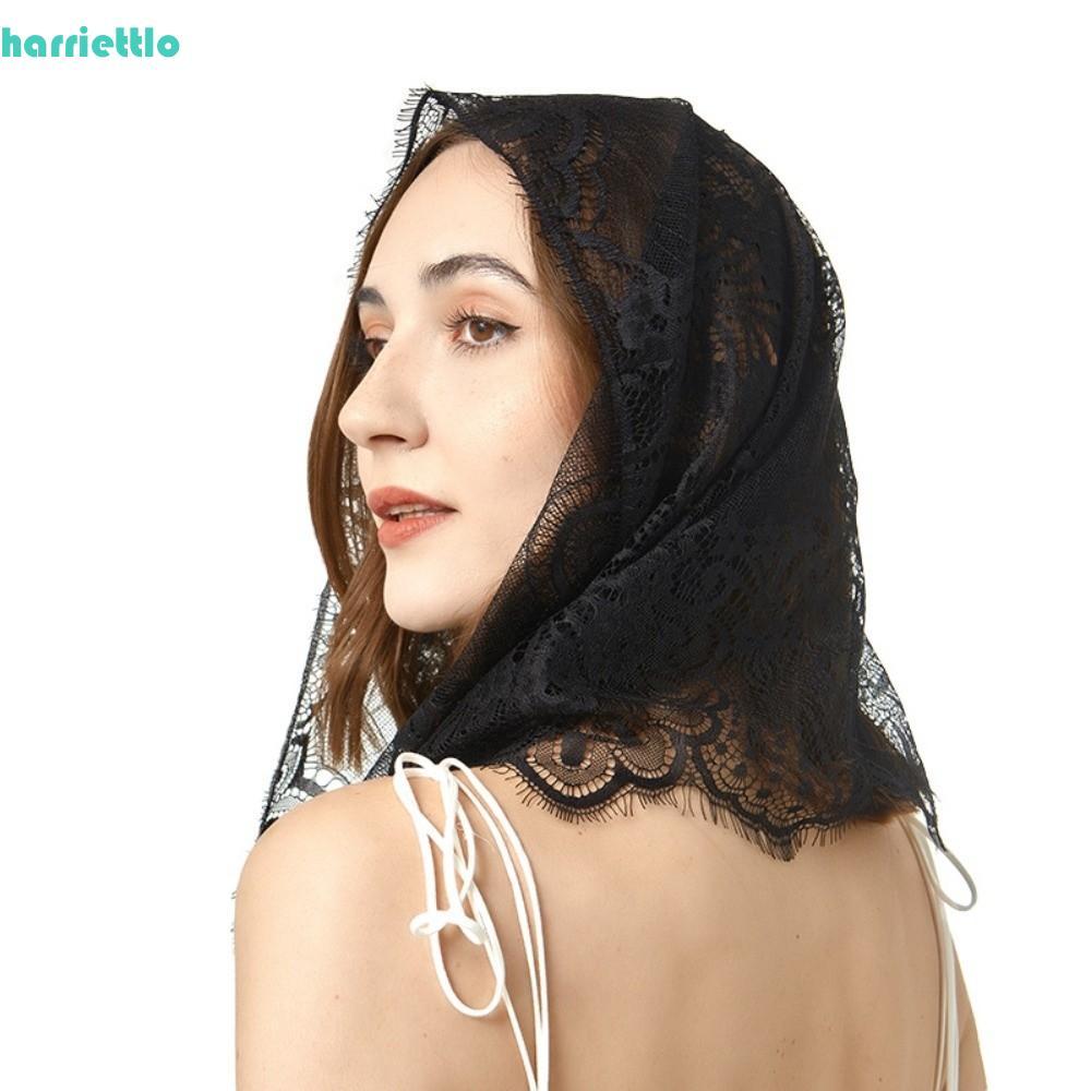 HARRIETTLO Ren Veil, Mantilla Cô Dâu Đen Trắng, Khăn Choàng Truyền Thống Công Giáo Latin Mass Head C