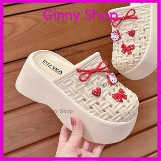 Sục siêu nhẹ gắn nơ đế cao 7p, dép sục kiểu rọ chất đúc cao su siêu nhẹ, đi nước đi mưa thoải mái